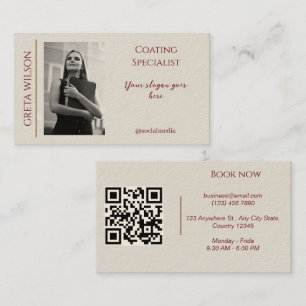 Cartão de visita elegante com código QR e foto