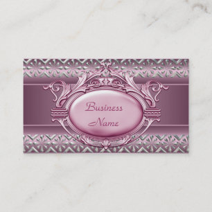 Cartão de Visita Elegante com Corte Satinado Rosa 