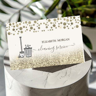 Cartão De Visita Elegante Confete Dourado Escova de Limpeza com Pur