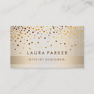 Cartão De Visita Elegante Confetti Dourado com brilho