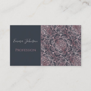 Cartão De Visita Elegante cor-de-rosa Design de Mandala Floral