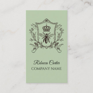 Cartão De Visita Elegante Coroa de Abelha da Moda Vintage Country F