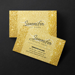 Cartão De Visita Elegante Cosmético de Salão de Beleza Glitter Dour