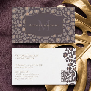 Cartão De Visita Elegante Couture Chita Estampa de Leopardo Marca d