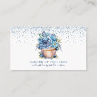 Elegante Cupcake Floral Azul-Brilhante