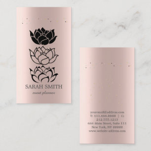 Cartão De Visita Elegante Cute Rosa Ouro Diamantes Lótus Empresaria