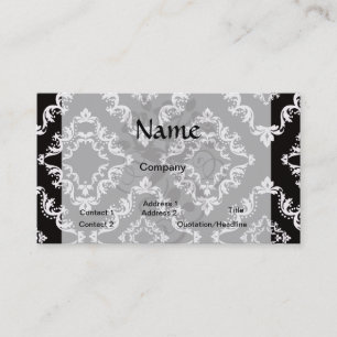 Cartão De Visita elegante damasco diamante preto branco
