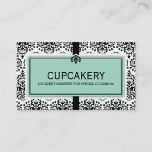 CARTÃO DE VISITA elegante damasco verde-preto