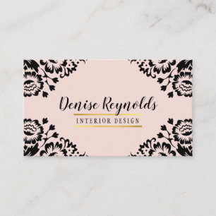 Cartão De Visita ELEGANTE DAMASK, a rocha negra a ouro-antigo moder