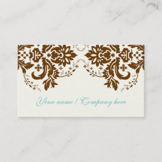 Cartão De Visita Elegante damask motif Brown ivory