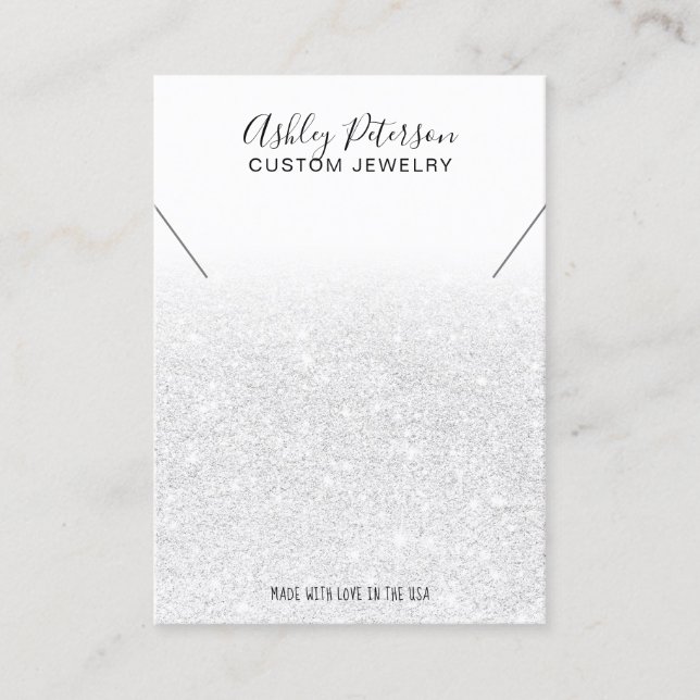 Cartão De Visita Elegante de colar de joalharia branca brilhante (Frente)