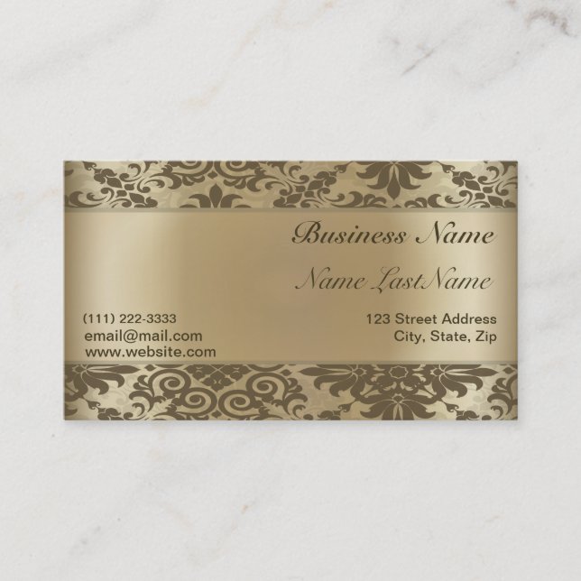 Cartão de visita Elegante de Damasco de ouro (Frente)