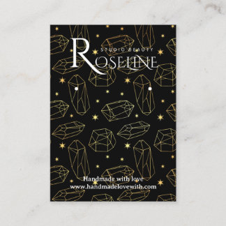 Cartão De Visita Elegante de joias de cristal negro e dourado