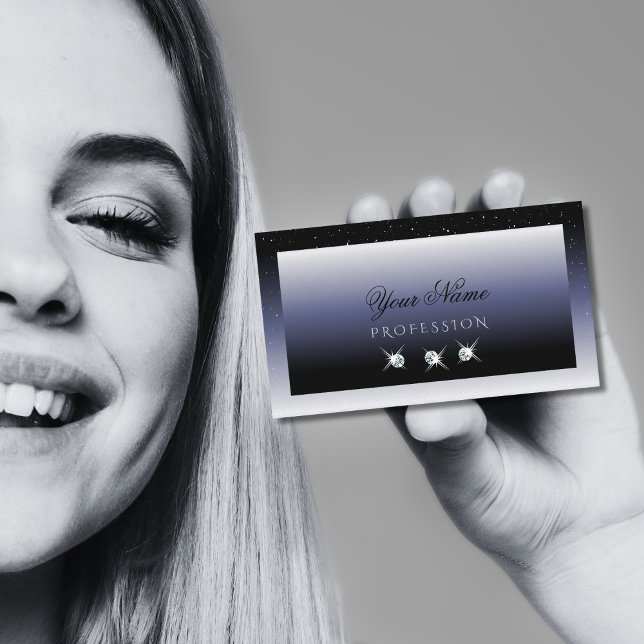 Cartão De Visita Elegante de Joias Sparkle Gradientes Negras Modern (Criador carregado)