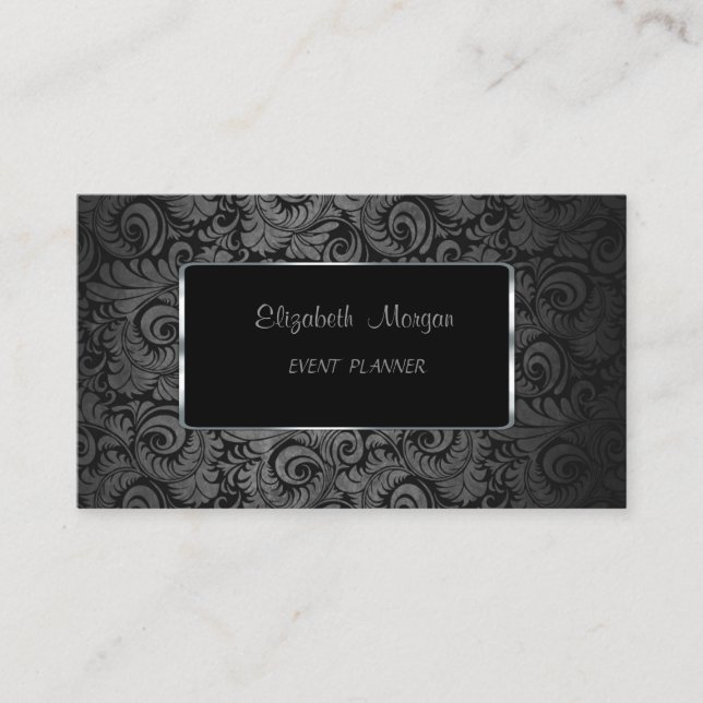 Cartão De Visita Elegante de luxo clássico, Damask (Frente)