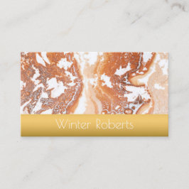 Cartão De Visita Elegante de mármore de coral em ouro