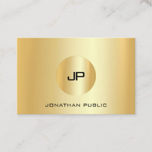 Cartão De Visita Elegante de Monograma Profissional Dourado