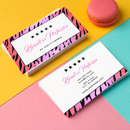 Cartão De Visita Elegante de Na moda de padrão de madeira rosa pent