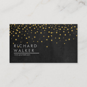 Cartão De Visita Elegante de Pontos Dourados Confetti para Chalkboa
