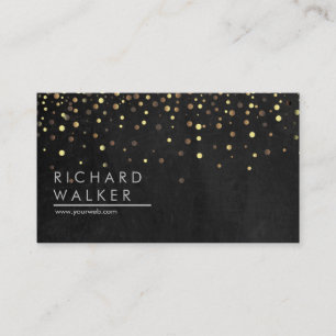 Cartão De Visita Elegante de Pontos Dourados Confetti para Chalkboa