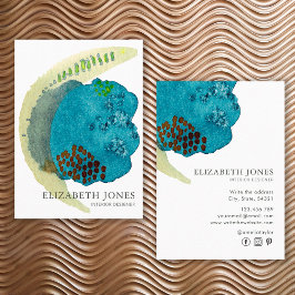 Cartão De Visita Elegante Designer de Interiores Abstrato Aquarela