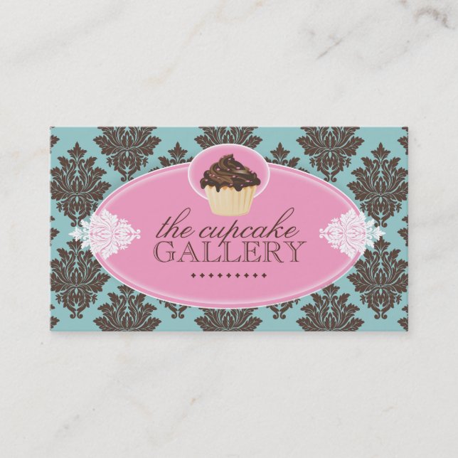 Cartão de visita elegante do cupcake (Frente)