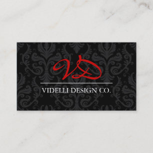 Cartão de visita elegante do damasco do monograma