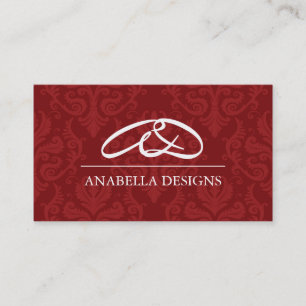 Cartão de visita elegante do damasco do monograma