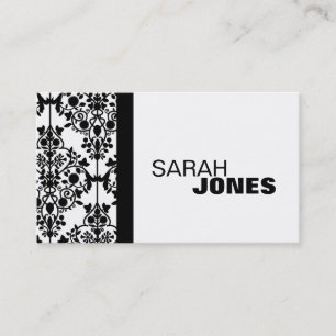 Cartão de visita elegante do damasco preto e
