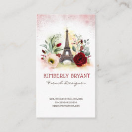 Cartão De Visita Elegante Dourada Glitter em Torre Eiffel de Paris