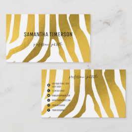 Cartão De Visita Elegante Dourada Zebra Stripes Moderna Profissiona