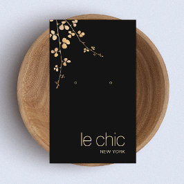 Cartão De Visita Elegante Dourado Branch Black Earring