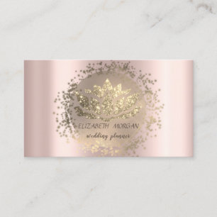 Cartão De Visita Elegante Dourado Confetti Glitter Lotus Rosa Doura
