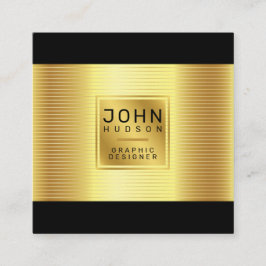 Cartão de visita Elegante Dourado e Preto com linh