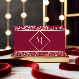 Cartão De Visita Elegante Dourado e Vermelho Moderno