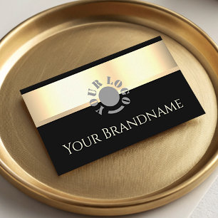 Cartão De Visita Elegante Dourado Efeito personalizado Logotipo pre
