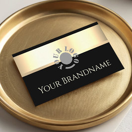 Cartão De Visita Elegante Dourado Elegante Logotipo Preto Personali