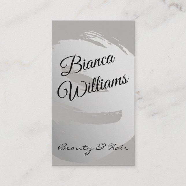 Cartão De Visita Elegante Dourado escovado/Cinza (Frente)