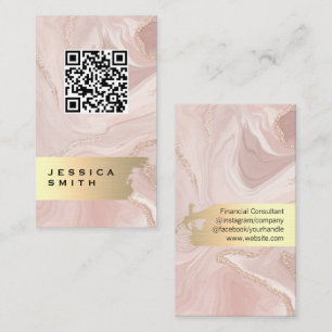 Cartão De Visita Elegante Dourado escovado   Verificação QR   Má