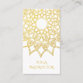 Cartão De Visita Elegante Dourado Instrutor Floral Mandala Yoga