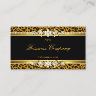 Cartão De Visita Elegante Dourado Leopardo Negro Original 3