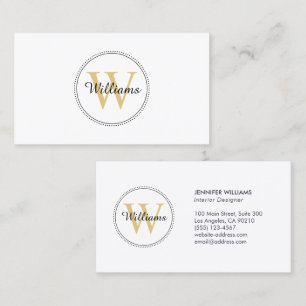 Cartão De Visita Elegante Dourado Monograma Profissional