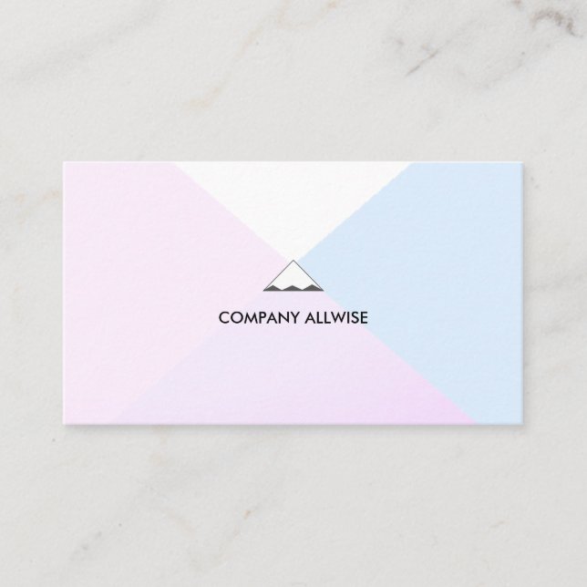 Cartão De Visita Elegante, Dourado Rosa, Azul Claro e Branco (Frente)