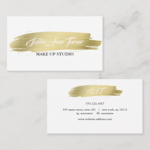Cartão De Visita Elegante Dourado Traço de Pincel Profissional
