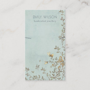 Cartão De Visita Elegante Dusky Floral Aqua Banda Necklace