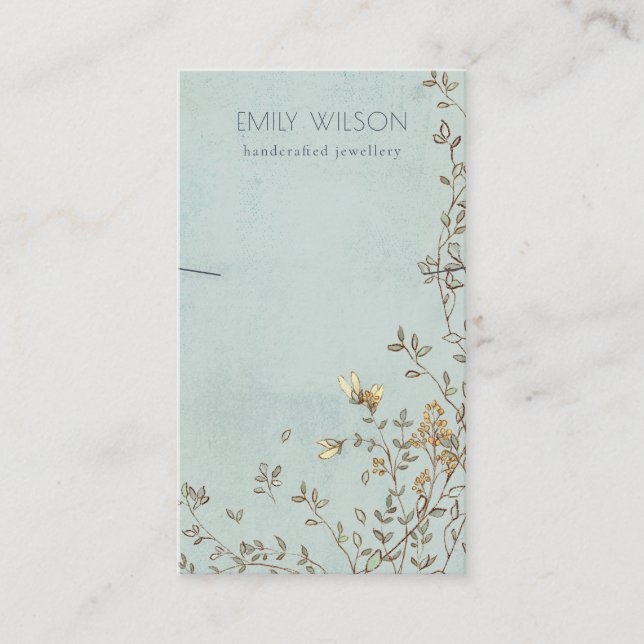 Cartão De Visita Elegante Dusky Floral Aqua Banda Necklace (Frente)
