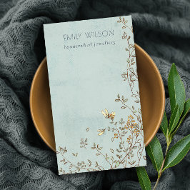 Cartão De Visita Elegante Dusky Floral Aqua Vazio Jewelry