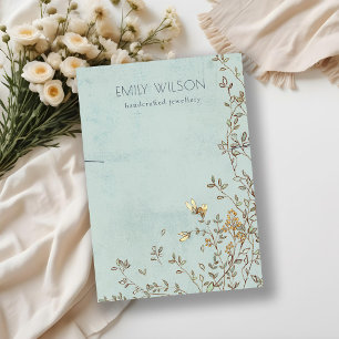 Cartão De Visita Elegante Dusky Floral Vine Aqua Necklace