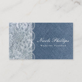 Cartão de Visita Elegante e Clássico Denim e Renda