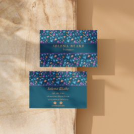 Cartão De Visita Elegante e moderno | Padrão Floral Chic